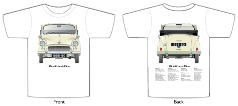 Morris Minor Tourer 1956-60 T-shirt Front & Back
